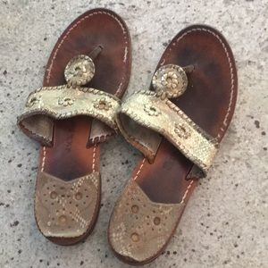 Jack Rogers gold whipstitch